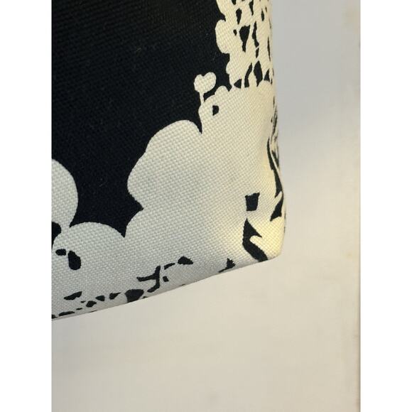 Banana Republic Bamboo Handle Black & Cream Canvas Top Handle Handbag - Picture 8 of 16